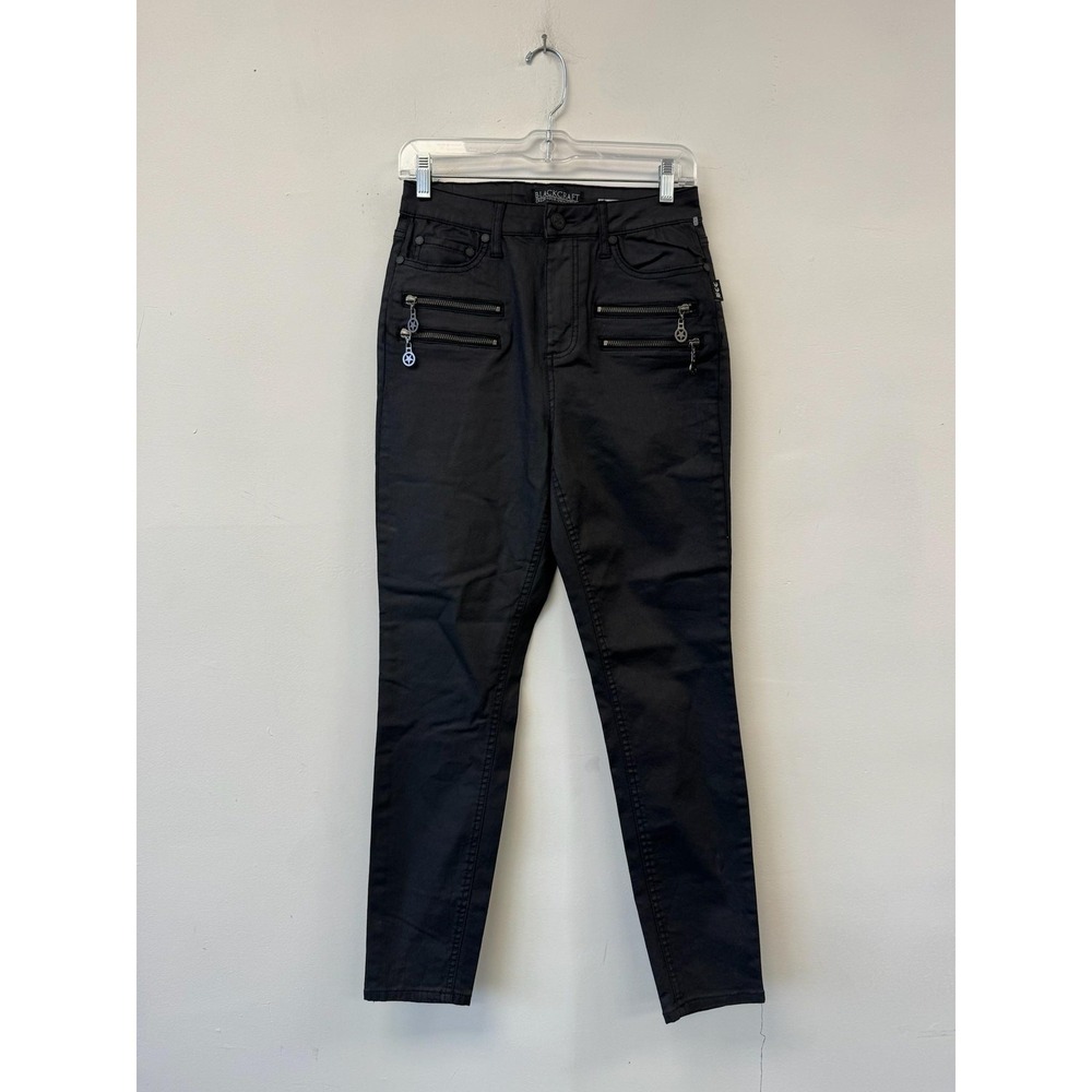 Blackcraft Jeans Womens 26 Black High Rise Skinny Pentagram Zip Pockets‎ Goth